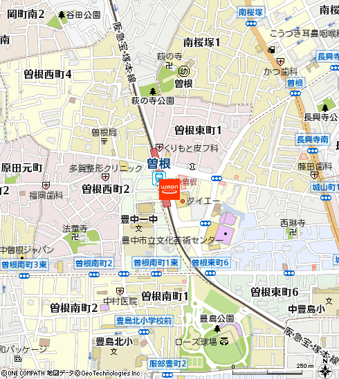 KOHYO阪急曽根店付近の地図